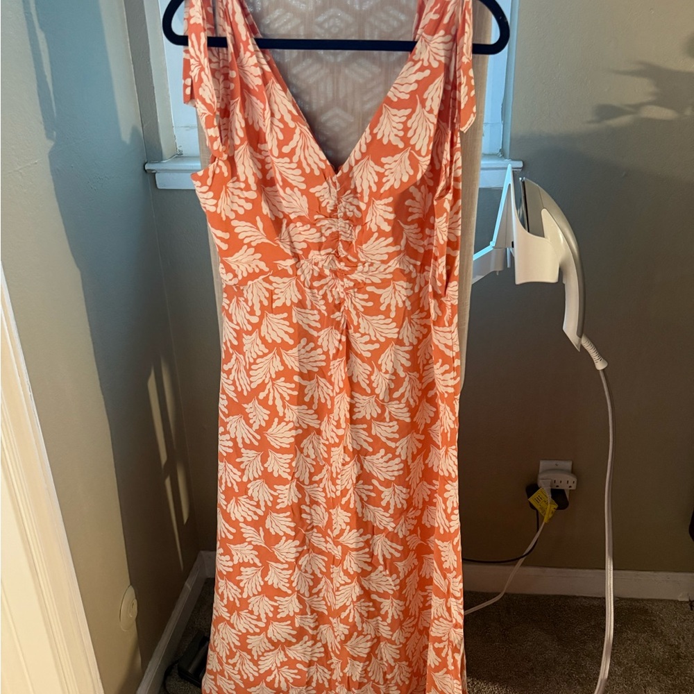 Diane Von Furstenberg Orange and White Maxi Dress